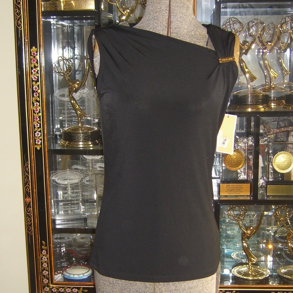 MICHAEL MICHAEL KORS ASYMMETRICAL NECKLINE TOP XS